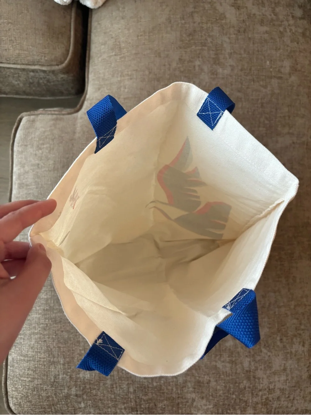 USPS 250 Commemorative Canvas Tote Bag in Cream with Blue Straps